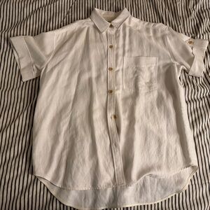 Aritzia Wilfred Cream Short Sleeve Button Down Shirt